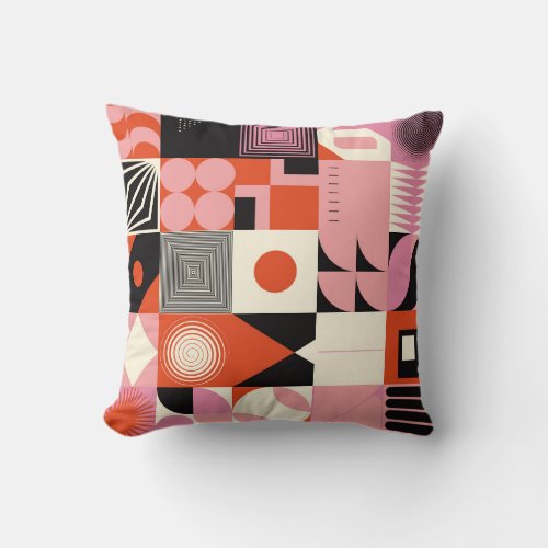Scandinavian Geometric Colorful Artwork Pattern Throw Pillow