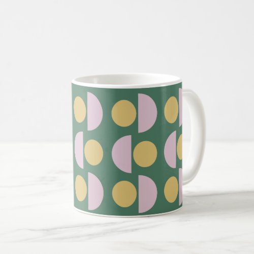 Scandinavian Geometric Floral Pattern in Green Coffee Mug