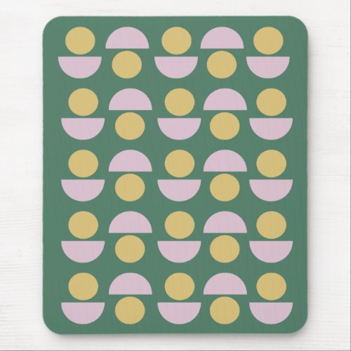 Scandinavian Geometric Floral Pattern in Green Mouse Pad