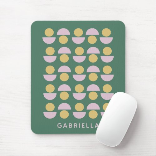 Scandinavian Geometric Green Floral Personalized Mouse Pad