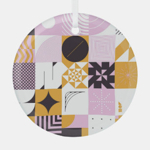 Scandinavian Geometric: Hand-Drawn Artwork. Glass Ornament