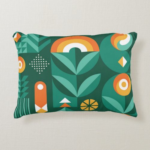 Scandinavian Geometric Vintage Agriculture Symbol Accent Pillow