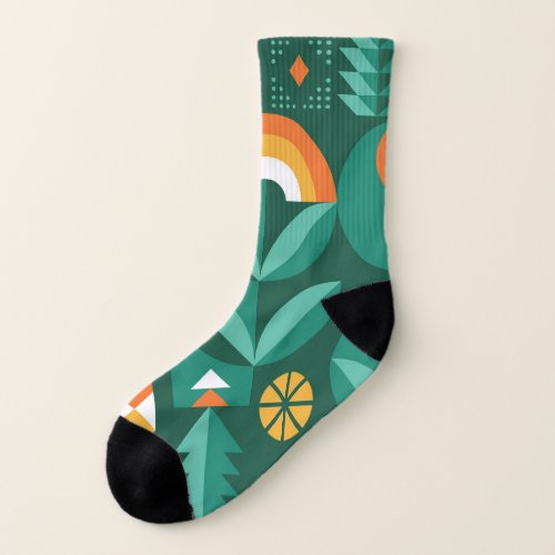 Scandinavian Geometric Vintage Agriculture Symbol Socks