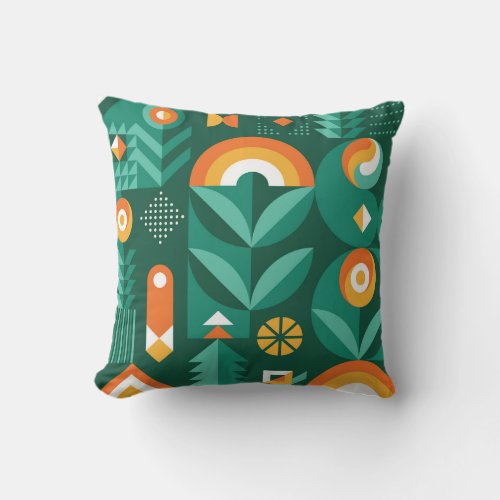 Scandinavian Geometric Vintage Agriculture Symbol Throw Pillow