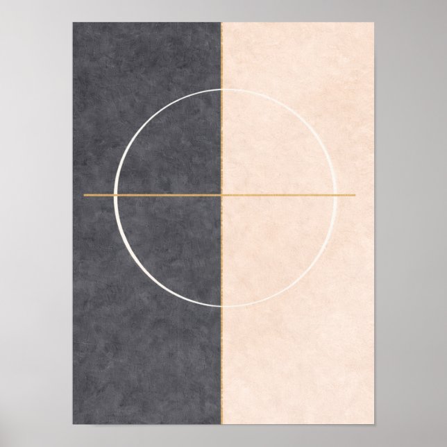 Scandinavian Geometric Wall Art – Beige & Grey  (Front)
