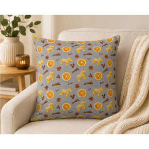 Scandinavian Gingerbread & Citrus Holiday  Throw Pillow