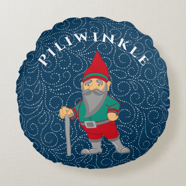 Scandinavian Gnome | Customizable Round Pillow (Front)