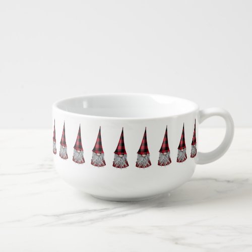 Scandinavian Gnome in Buffalo Plaid Soup Bowl