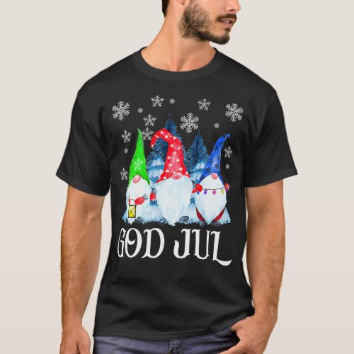 Scandinavian Gnomes God Jul Tomte Swedish Christma T_Shirt