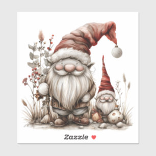 Scandinavian Gnomes Red Watercolor Santa Clothing Sticker
