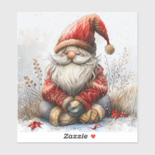 Scandinavian Gnomes Red Watercolor Santa Clothing Sticker