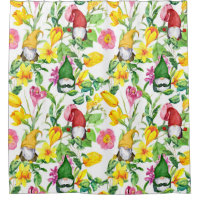 Scandinavian gnomes: spring floral watercolor.