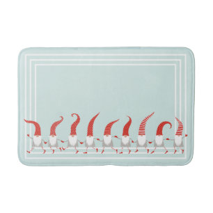 Scandinavian Gnomes Whimsical Christmas Holiday Bath Mat