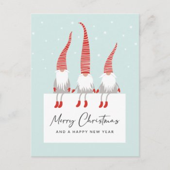 Scandinavian Gnomes Wish You A Merry Christmas Postcard by DP_Holidays at Zazzle