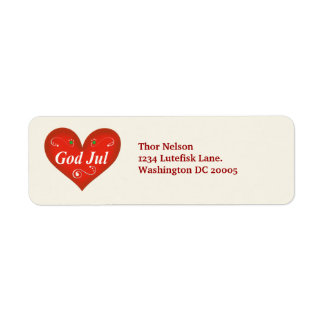Scandinavian God Jul Christmas Heart Label