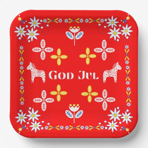 Scandinavian God Jul Christmas Tableware Paper Plates