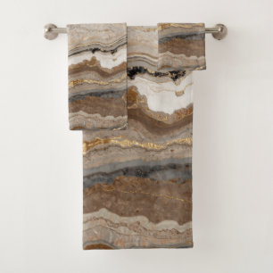 scandinavian granite brown grey beige marble bath towel set