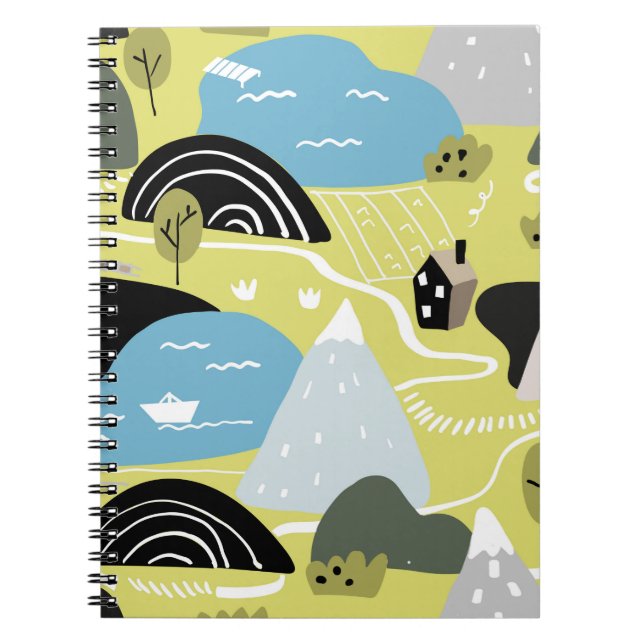 Scandinavian graphic illustration seamless pattern notebook (Front)