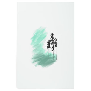Scandinavian green tree art simple modern mint 