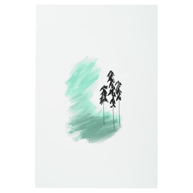 Scandinavian green tree art simple modern mint  (Front)