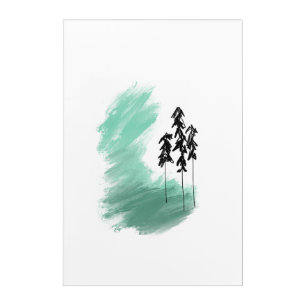 Scandinavian green tree art simple modern mint