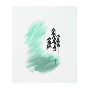 Scandinavian green tree art simple modern mint