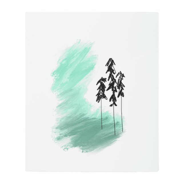 Scandinavian green tree art simple modern mint  (Front)
