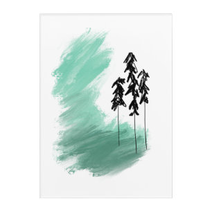 Scandinavian green tree art simple modern mint  