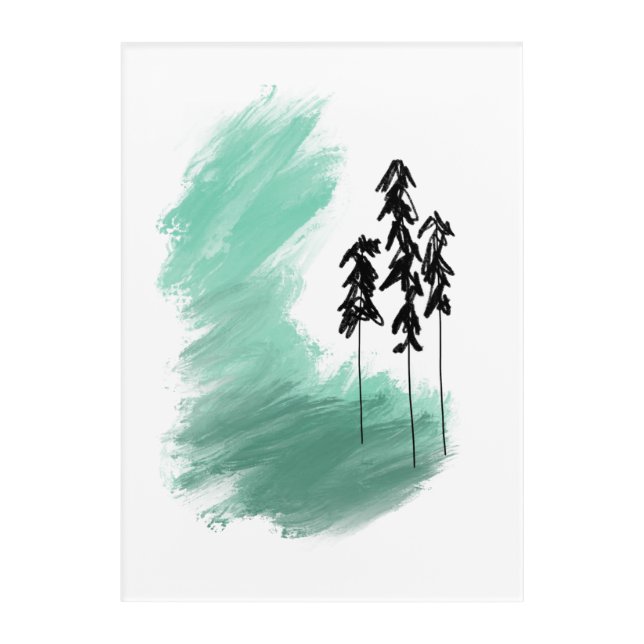 Scandinavian green tree art simple modern mint   (Front)