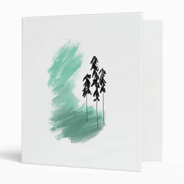 Scandinavian green tree art simple modern mint   3 ring binder (Front/Inside)