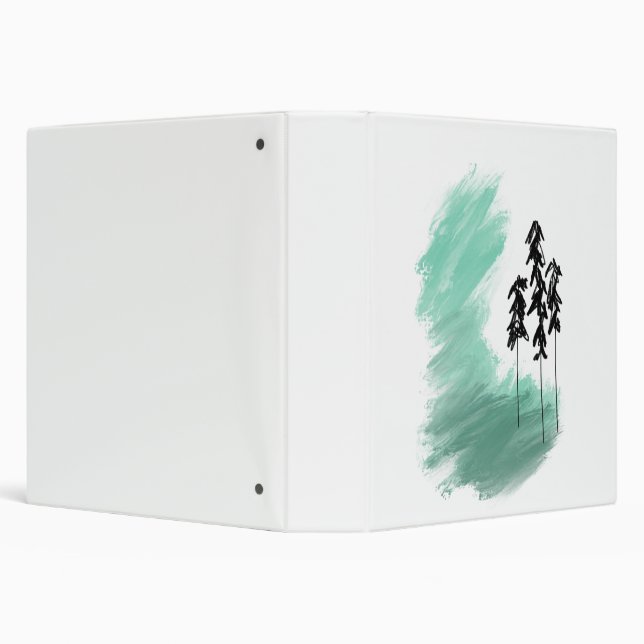 Scandinavian green tree art simple modern mint  3 ring binder (Background)