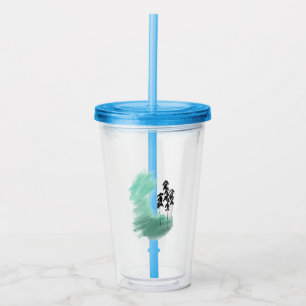 Scandinavian green tree art simple modern mint  acrylic tumbler