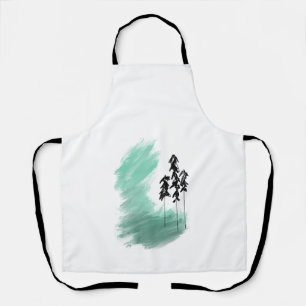 Scandinavian green tree art simple modern mint   apron