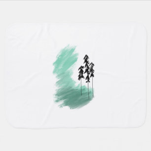 Scandinavian green tree art simple modern mint  baby blanket