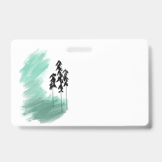 Scandinavian green tree art simple modern mint   badge (Front)