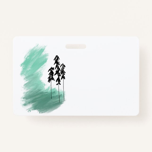 Scandinavian green tree art simple modern mint   badge (Front)