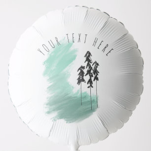 Scandinavian green tree art simple modern mint  balloon