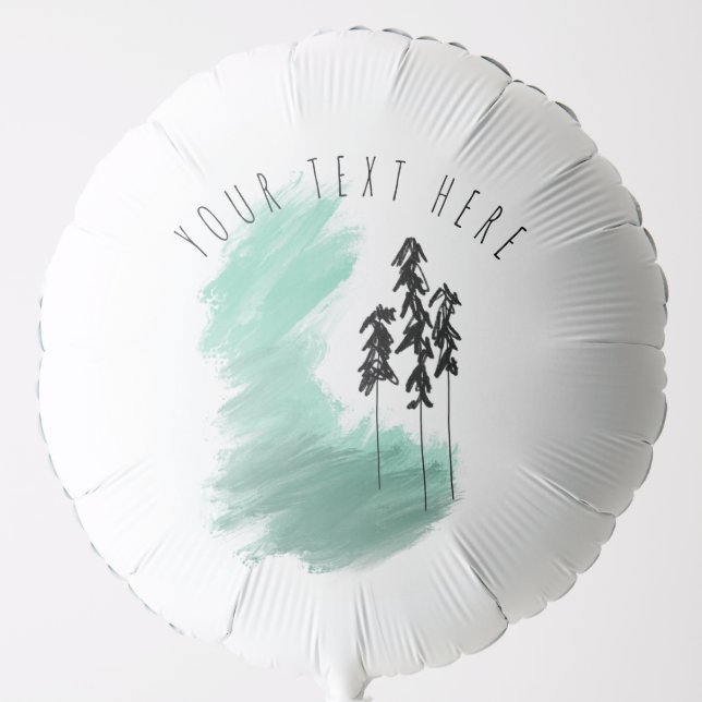 Scandinavian green tree art simple modern mint  balloon (Front)
