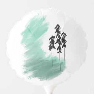 Scandinavian green tree art simple modern mint   balloon