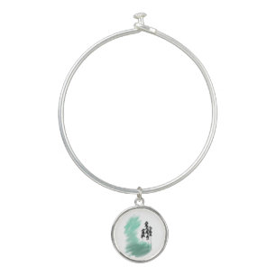 Scandinavian green tree art simple modern mint bangle bracelet