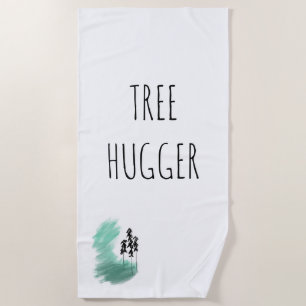 Scandinavian green tree art simple modern mint beach towel