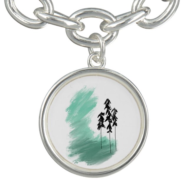 Scandinavian green tree art simple modern mint  bracelet (Design)