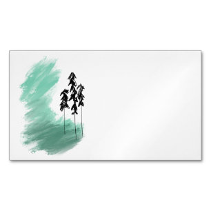 Scandinavian green tree art simple modern mint business card magnet
