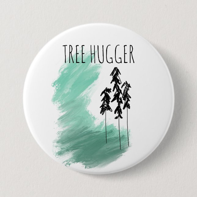 Scandinavian green tree art simple modern mint   button (Front)