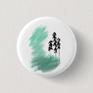 Scandinavian green tree art simple modern mint button