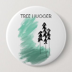 Scandinavian green tree art simple modern mint   button