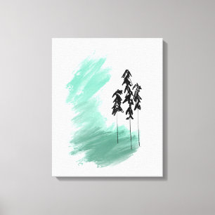 Scandinavian green tree art simple modern mint  canvas print