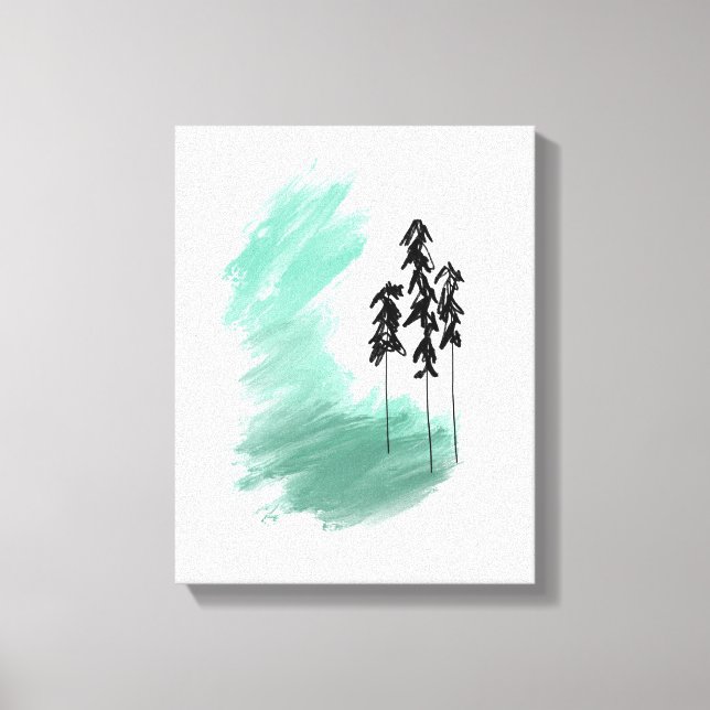 Scandinavian green tree art simple modern mint   canvas print (Front)