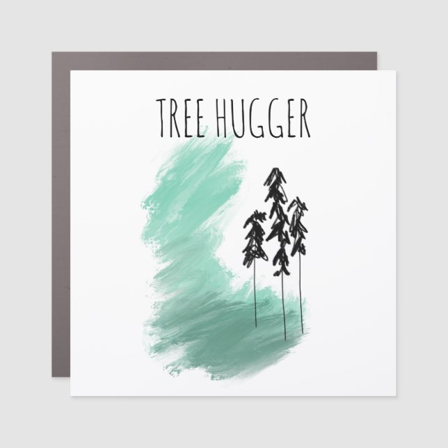 Scandinavian green tree art simple modern mint   car magnet (Front)