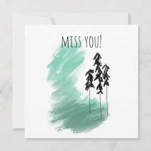 Scandinavian green tree art simple modern mint card